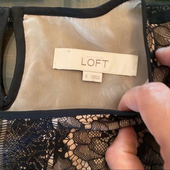 Loft Ivory and Black Lace Blouse Size S - Picture 5 of 10
